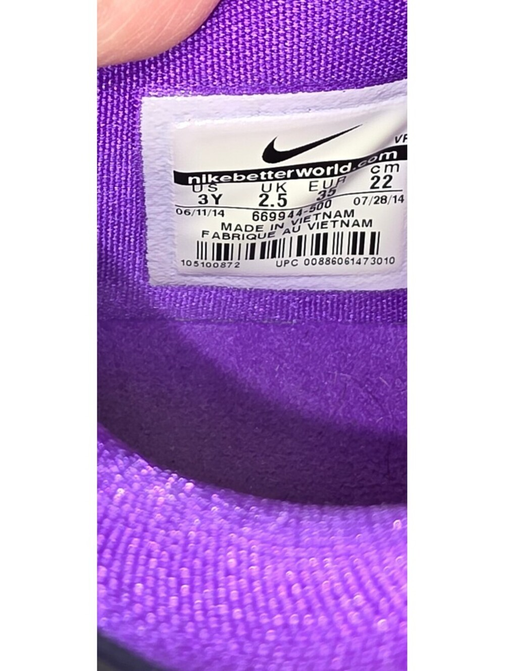 Nike KD 7 "Lightning 534" Basketball Sneakers Size 3Y Purple Cave 669944-500 - Picture 7 of 7